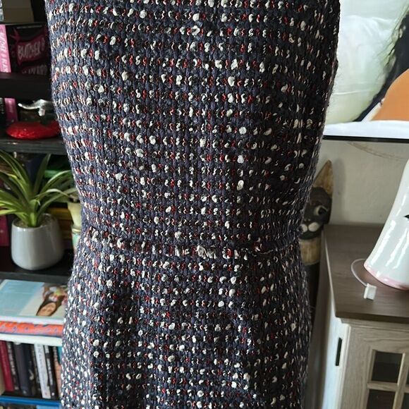 Per Se By Carlisle Size 6 Navy Blue & Red Tweed Dress - Picture 3 of 8